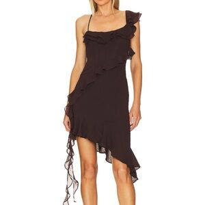 Jess Flounce Mini Brown LPA dress
